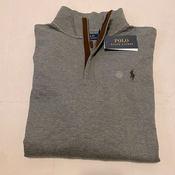Polo Ralph Lauren half Zip Jumper Rib Pullover Sweater Sweatshirt Pullover Grey - Picture 1 of 3